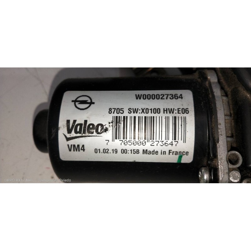 Recambio de motor limpia delantero para opel zafira (c) excellence start/stop referencia OEM IAM W000027364 W000027192 W00002736