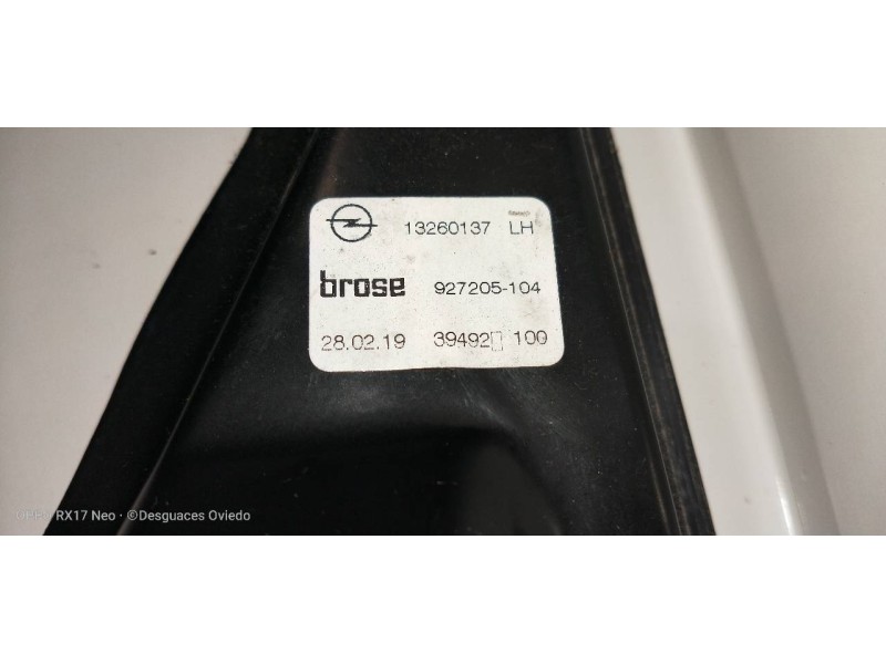 Recambio de elevalunas delantero izquierdo para opel zafira (c) excellence start/stop referencia OEM IAM 13260137 927205104 2095