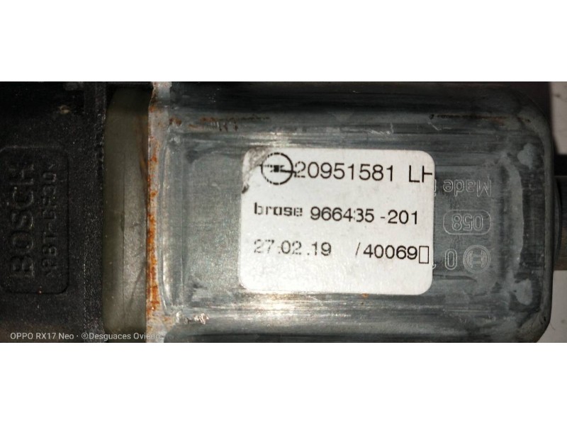 Recambio de elevalunas delantero izquierdo para opel zafira (c) excellence start/stop referencia OEM IAM 13260137 927205104 2095