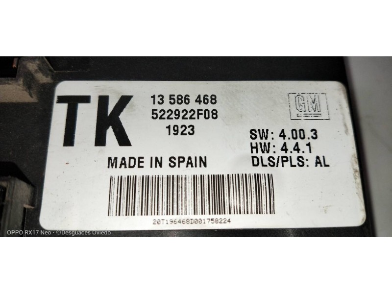 Recambio de modulo electronico para opel zafira (c) excellence start/stop referencia OEM IAM 13586468 522922F08 