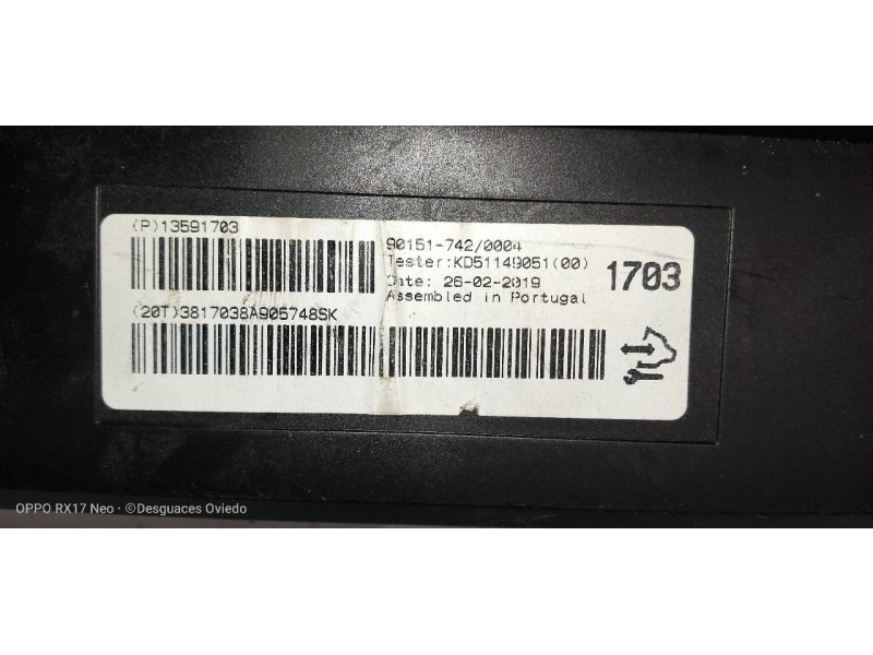 Recambio de modulo electronico para opel zafira (c) excellence start/stop referencia OEM IAM 13591703 901517420004 