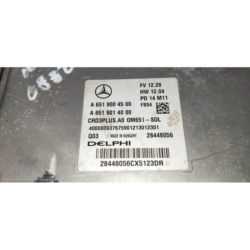 Recambio de centralita motor uce para mercedes clase c (w205) lim. c 220 cdi bluetec (205.004) referencia OEM IAM A6519004500 A6