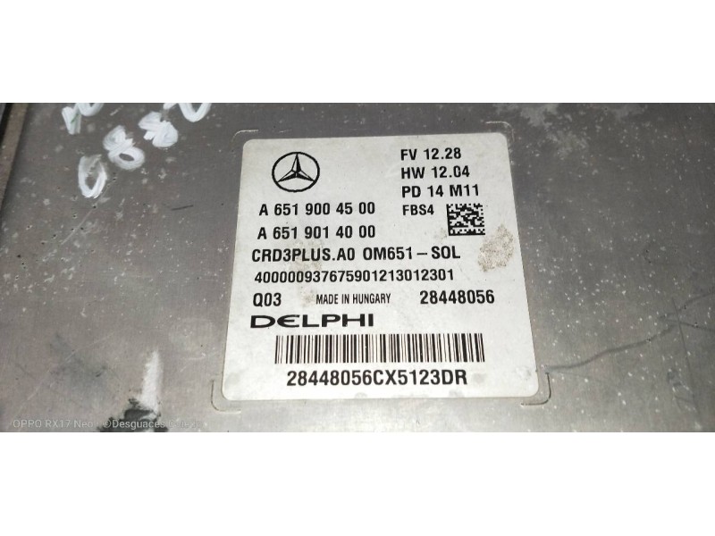 Recambio de centralita motor uce para mercedes clase c (w205) lim. c 220 cdi bluetec (205.004) referencia OEM IAM A6519004500 A6