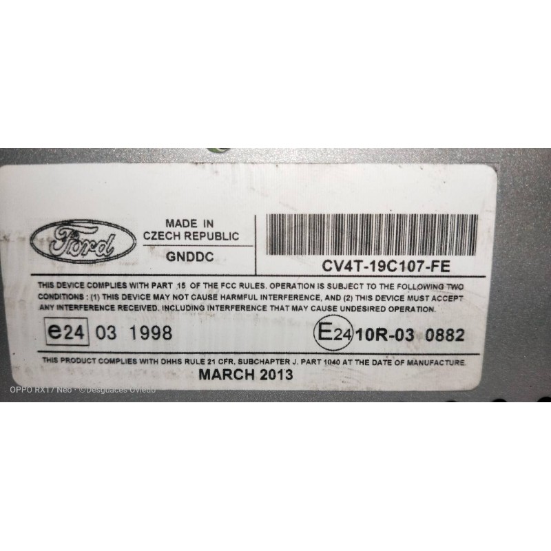 Recambio de sistema audio / radio cd para ford kuga (cbs) titanium referencia OEM IAM CV4T19C107FE CQJJ13F3AEA FGJJ13F3AEA 