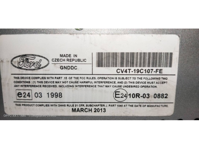 Recambio de sistema audio / radio cd para ford kuga (cbs) titanium referencia OEM IAM CV4T19C107FE CQJJ13F3AEA FGJJ13F3AEA 