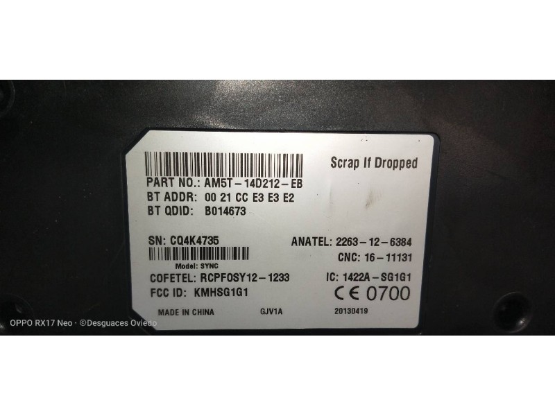 Recambio de modulo electronico para ford kuga (cbs) titanium referencia OEM IAM AM5T14D212EB  