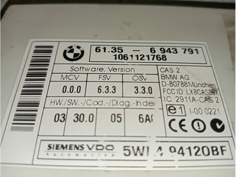 Recambio de modulo electronico para bmw serie 3 touring (e91) 318i referencia OEM IAM 5WK494120BF  