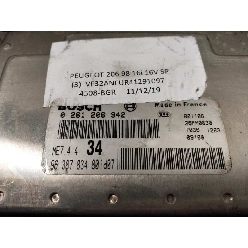 Recambio de centralita motor uce para peugeot 206 berlina xt referencia OEM IAM 0261206942 9638783480 MET44 34 193846