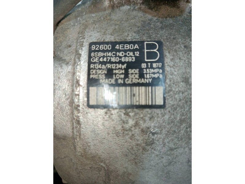Recambio de compresor aire acondicionado para renault espace v intens referencia OEM IAM 4471606893 926004EB04 