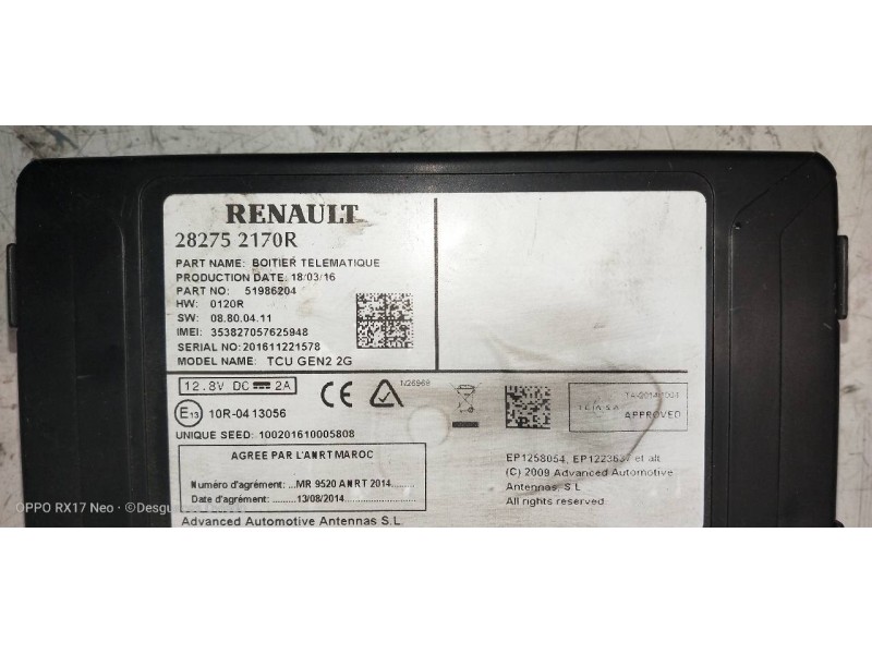 Recambio de modulo electronico para renault espace v intens referencia OEM IAM 282752170R 51986204 