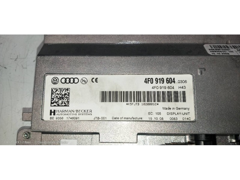Recambio de pantalla multifuncion para audi q5 (8r) 3.0 tdi referencia OEM IAM 4F0919604  