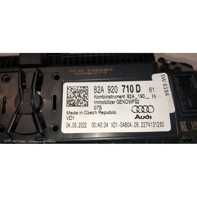 Recambio de cuadro instrumentos para audi a1 sportback (gba) 25 tfsi adrenalin referencia OEM IAM 82A920710D A3C0780790301 