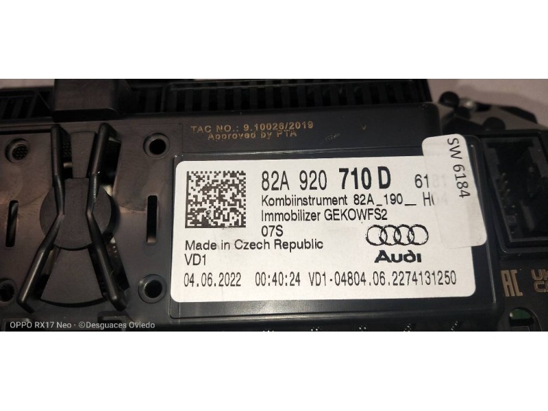 Recambio de cuadro instrumentos para audi a1 sportback (gba) 25 tfsi adrenalin referencia OEM IAM 82A920710D A3C0780790301 