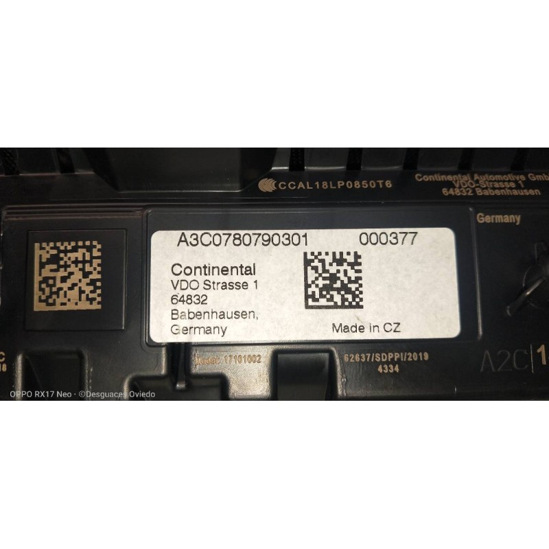 Recambio de cuadro instrumentos para audi a1 sportback (gba) 25 tfsi adrenalin referencia OEM IAM 82A920710D A3C0780790301 