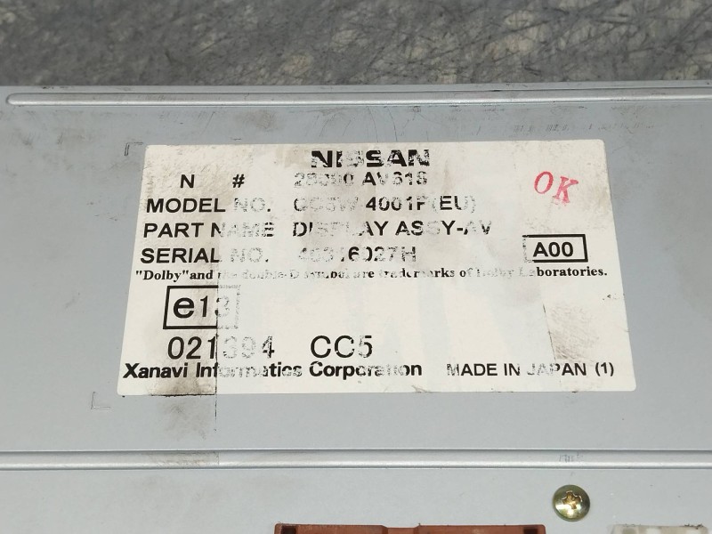 Recambio de pantalla multifuncion para nissan primera berlina (p12) acenta referencia OEM IAM 28090AV618  