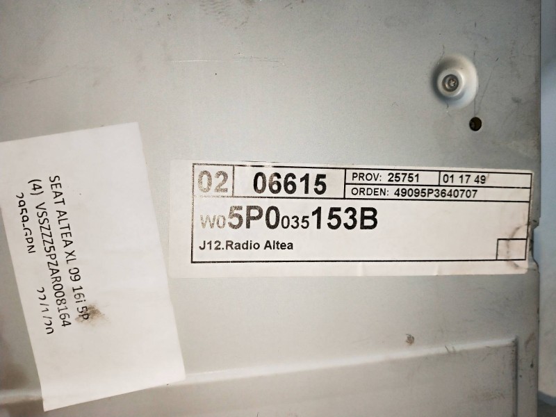 Recambio de sistema audio / radio cd para seat altea xl (5p5) reference referencia OEM IAM 5P0035153B  