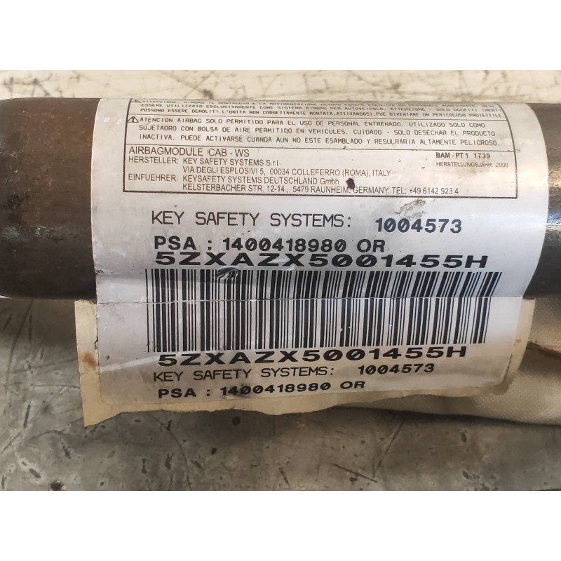 Recambio de airbag cortina delantero izquierdo para citroen c8 hdi 120 premier referencia OEM IAM 1400418980  