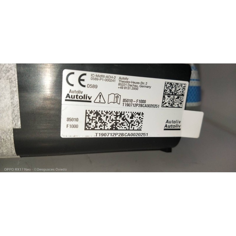 Recambio de airbag cortina delantero izquierdo para kia sportage drive plus 2wd referencia OEM IAM 85010F1000  