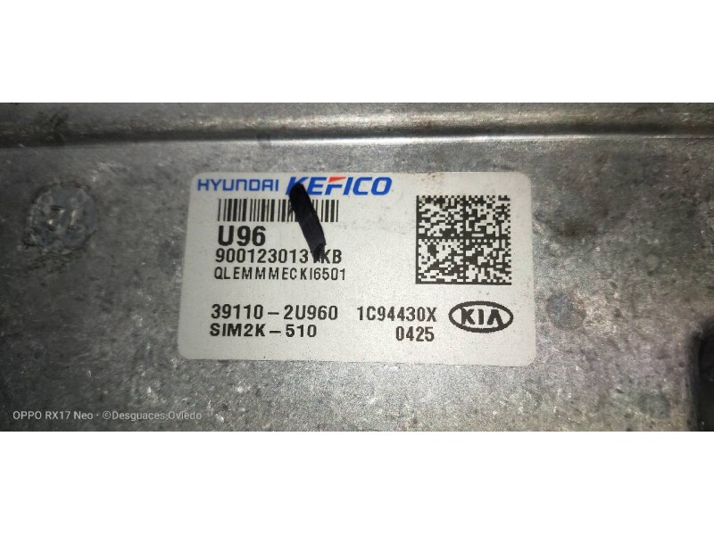 Recambio de centralita motor uce para kia sportage drive plus 2wd referencia OEM IAM 391102U960 391112U960 SIM2K510 