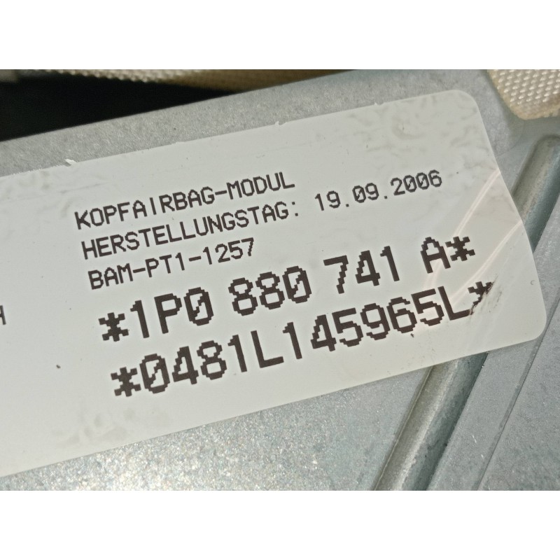 Recambio de airbag cortina delantero izquierdo para seat leon (1p1) 2.0 16v fsi referencia OEM IAM 1P0880741A 16877072 