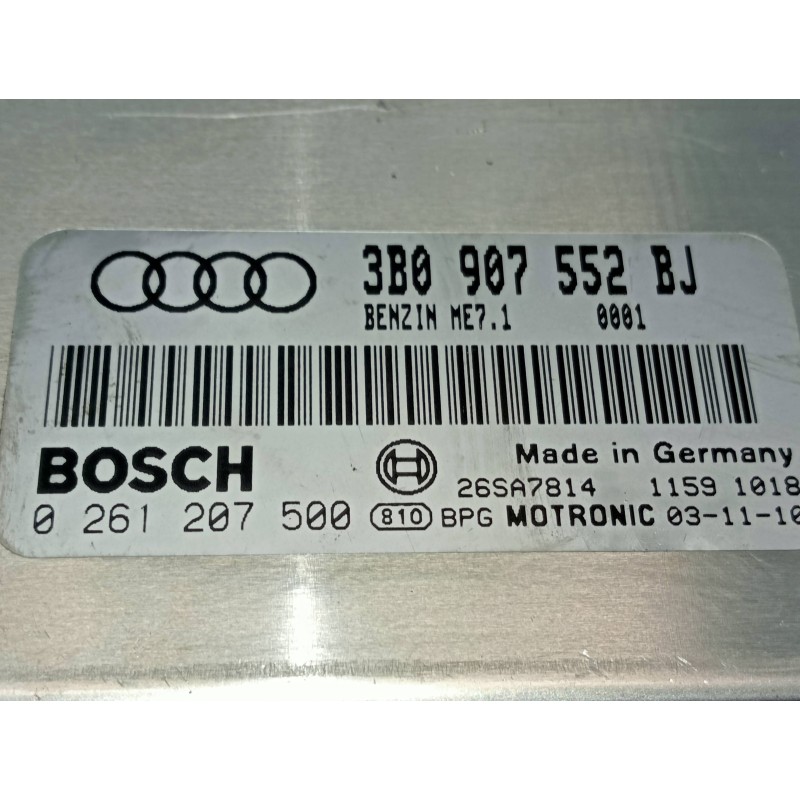 Recambio de centralita motor uce para audi a6 berlina (4b2) 2.4 quattro referencia OEM IAM 0261207500 3B0907552BJ 