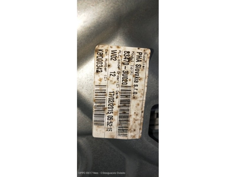 Recambio de elevalunas trasero izquierdo para kia sportage drive 4x2 referencia OEM IAM 834703U020  