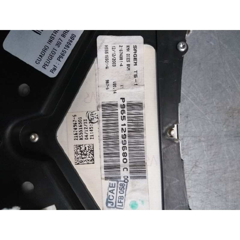 Recambio de cuadro instrumentos para peugeot 307 break / sw (s1) 2.0 hdi fap cat referencia OEM IAM P9651299680 C00 NS5516501W
