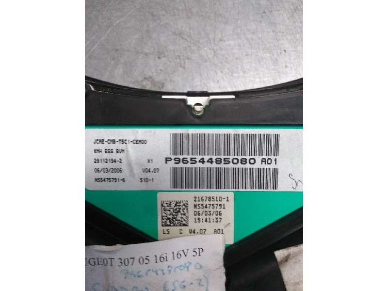 Recambio de cuadro instrumentos para peugeot 307 (s1) 1.6 16v cat referencia OEM IAM P9654485080 A01 NS54757916