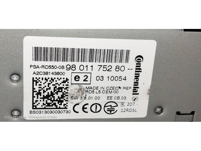 Recambio de sistema audio / radio cd para peugeot 508 sw active referencia OEM IAM 9801175280 A2C38143800 