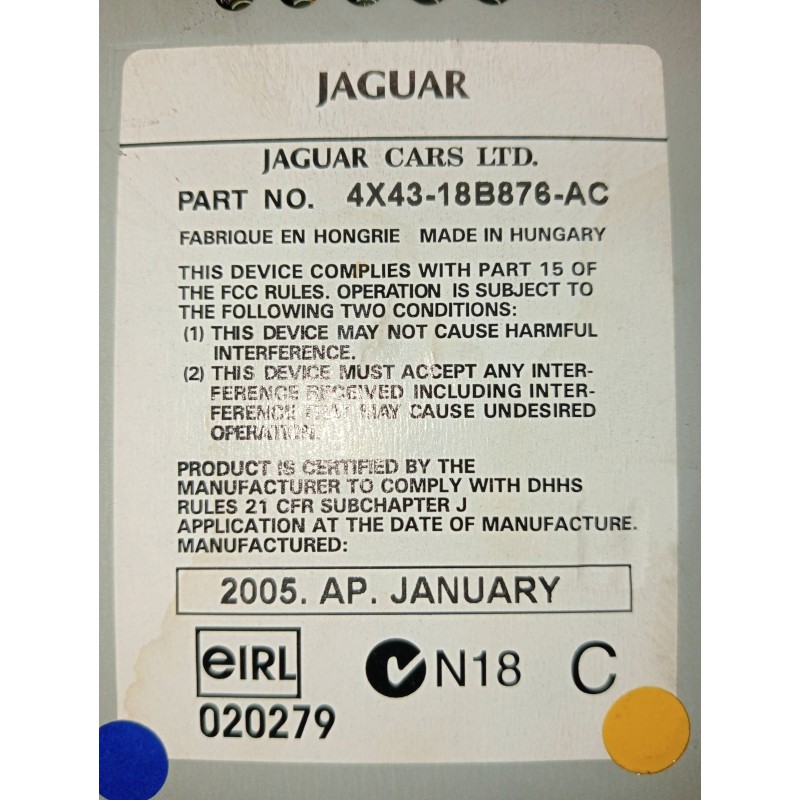 Recambio de sistema audio / radio cd para jaguar x-type 2.0 d executive referencia OEM IAM 4X4318B876AC  