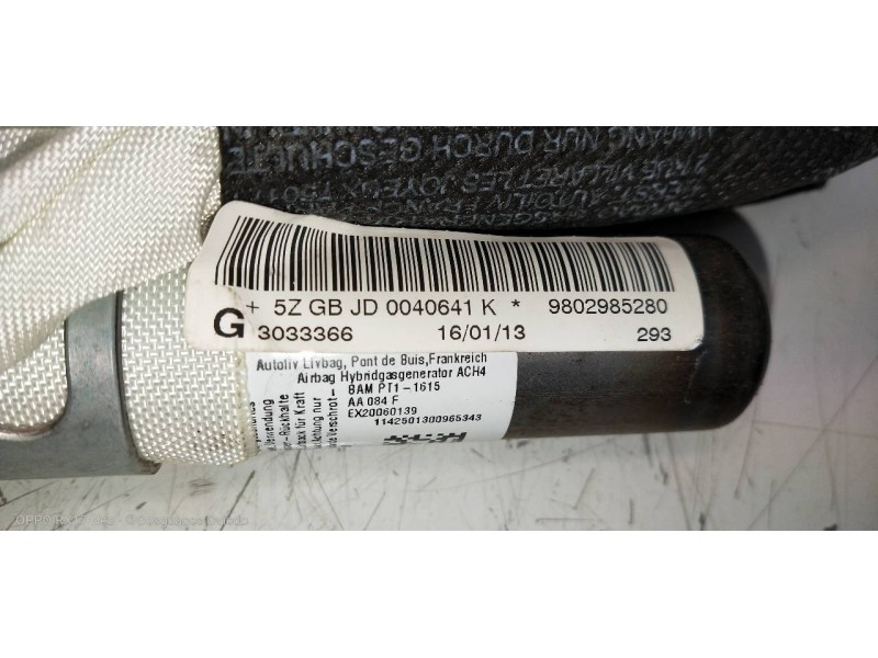 Recambio de airbag cortina delantero izquierdo para peugeot 508 sw active referencia OEM IAM 9802985280  