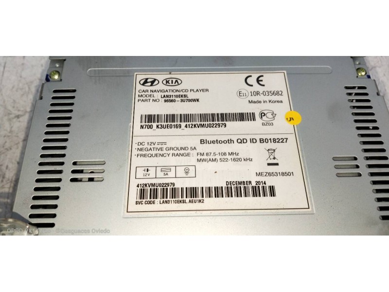 Recambio de sistema navegacion gps para kia sportage drive 4x2 referencia OEM IAM 965603U700WK  
