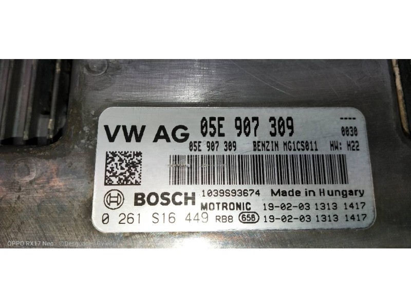 Recambio de centralita motor uce para volkswagen golf vii lim. (bq1) advance referencia OEM IAM 0261S16449 05E907309 