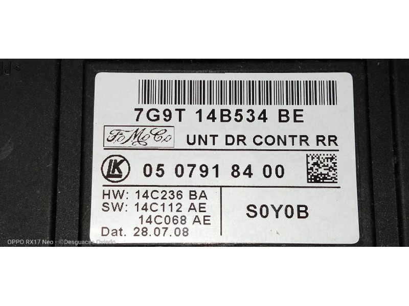 Recambio de modulo electronico para ford galaxy (ca1) titanium referencia OEM IAM 7G9T14B534BE 0507918400 