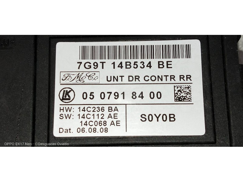 Recambio de modulo electronico para ford galaxy (ca1) titanium referencia OEM IAM 7G9T14B534BE  