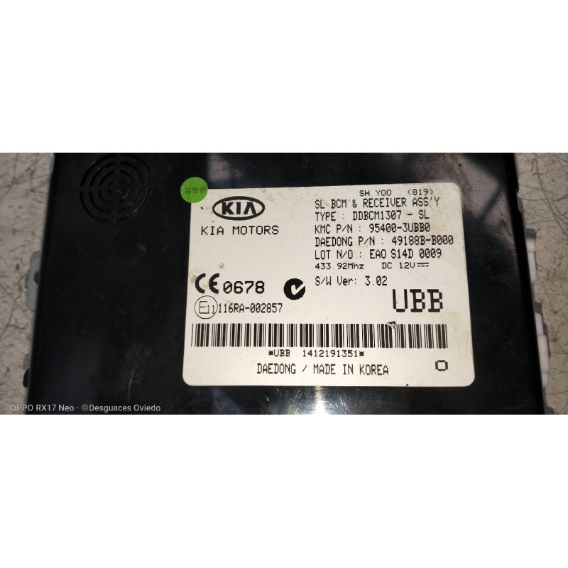 Recambio de modulo electronico para kia sportage drive 4x2 referencia OEM IAM 954003UBB0 49188BB000 