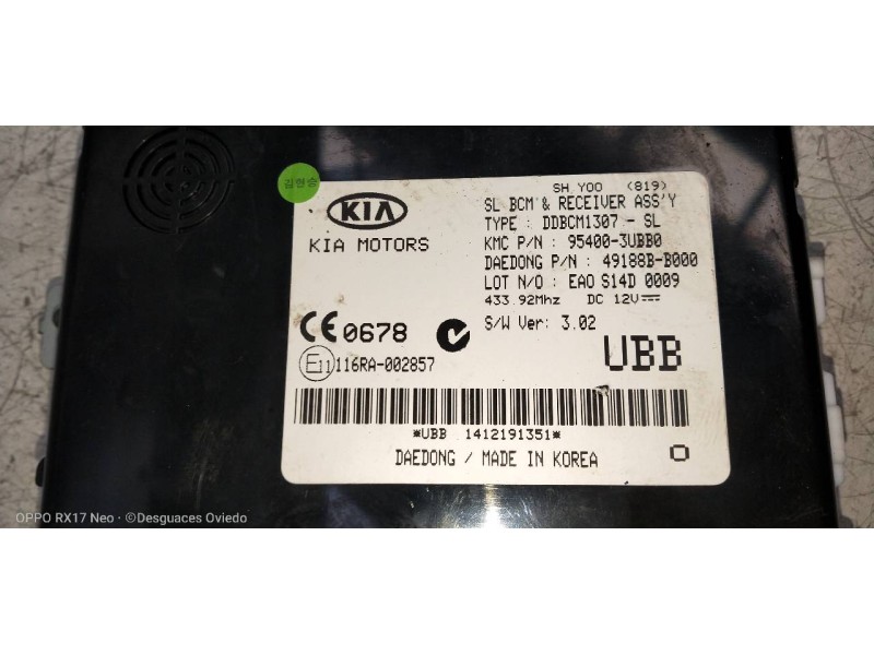 Recambio de modulo electronico para kia sportage drive 4x2 referencia OEM IAM 954003UBB0 49188BB000 