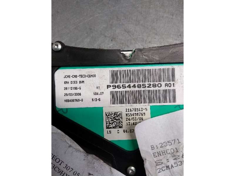 Recambio de cuadro instrumentos para peugeot 307 (s1) 1.6 16v hdi referencia OEM IAM P9654485280 A01 NS54987698