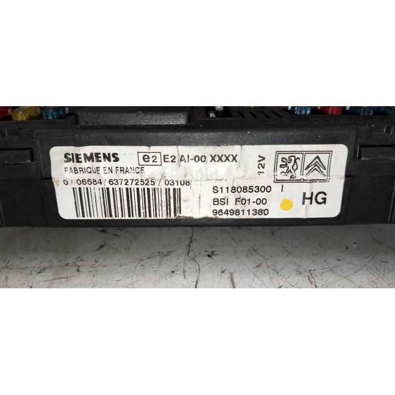 Recambio de caja reles / fusibles para citroen c3 pluriel 1.6 16v sensodrive referencia OEM IAM 9649811380 S118085300 BSIF0100 