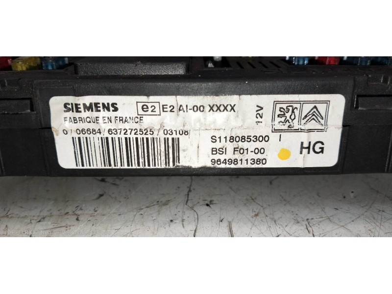 Recambio de caja reles / fusibles para citroen c3 pluriel 1.6 16v sensodrive referencia OEM IAM 9649811380 S118085300 BSIF0100 