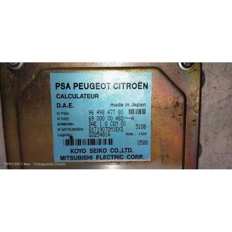 Recambio de centralita direccion para citroen c3 pluriel 1.6 16v sensodrive referencia OEM IAM 9649847780 6900000482A Q1T19072M1