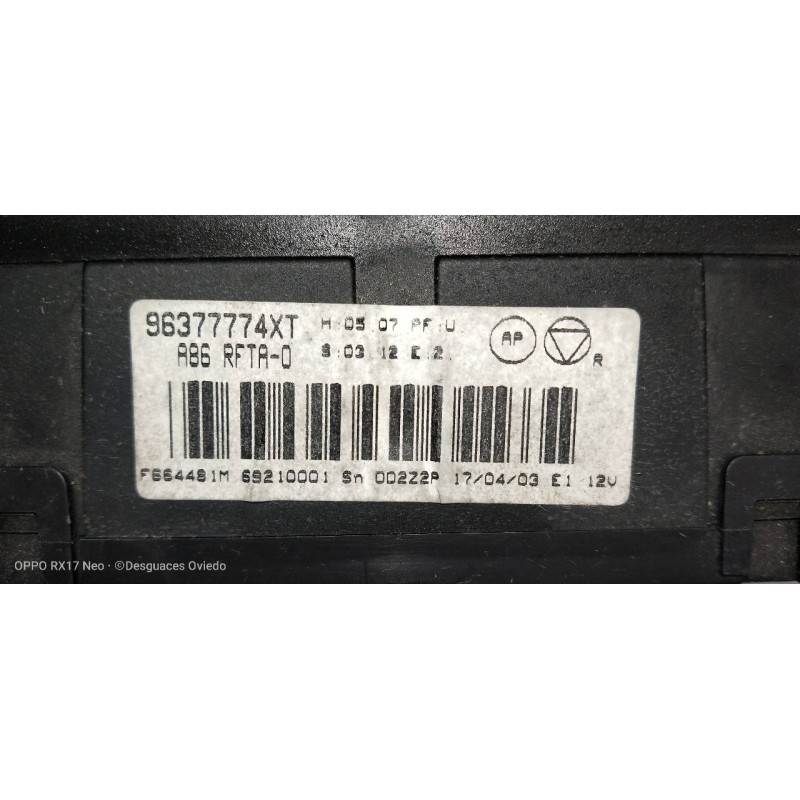 Recambio de mando calefaccion / aire acondicionado para citroen c3 pluriel 1.6 16v sensodrive referencia OEM IAM   