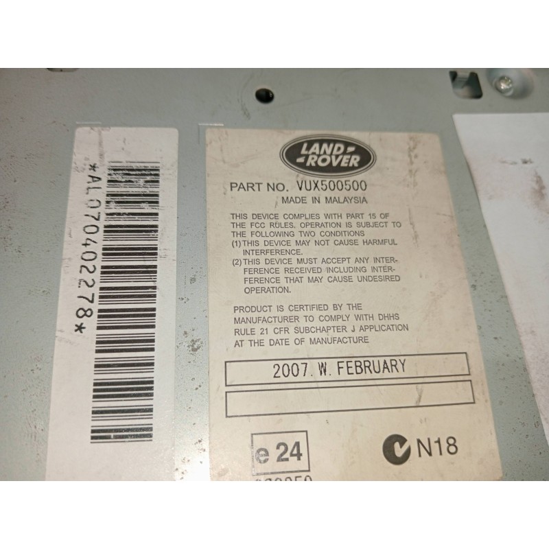 Recambio de sistema audio / radio cd para land rover range rover sport v8 td se referencia OEM IAM VUX500500 AL070402278 