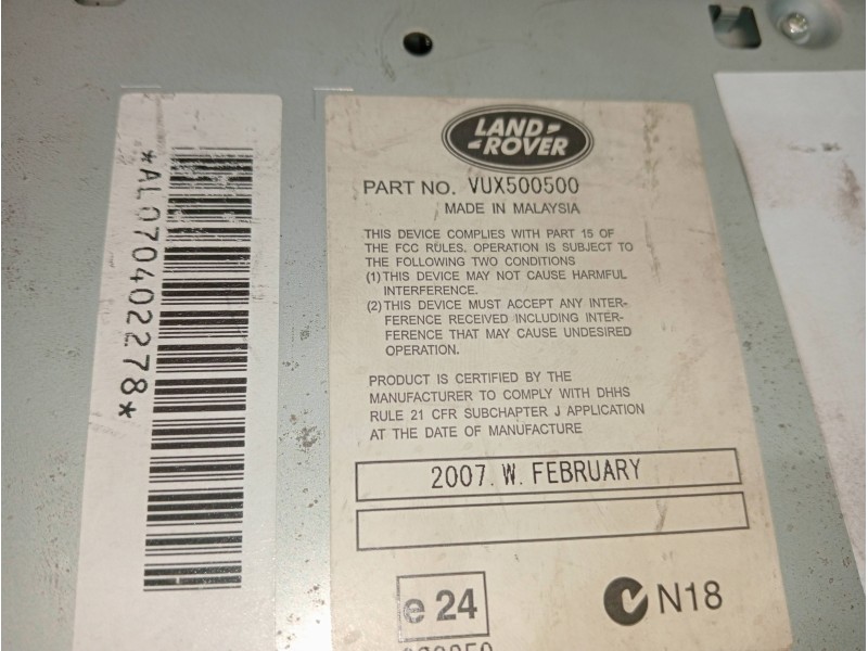 Recambio de sistema audio / radio cd para land rover range rover sport v8 td se referencia OEM IAM VUX500500 AL070402278 
