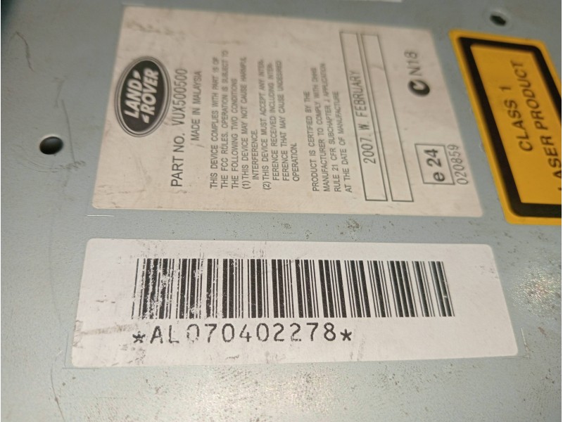 Recambio de sistema audio / radio cd para land rover range rover sport v8 td se referencia OEM IAM VUX500500 AL070402278 