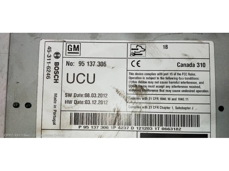 Recambio de sistema navegacion gps para opel mokka edition referencia OEM IAM 95137306 453116246 