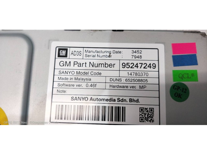 Recambio de pantalla multifuncion para opel mokka edition referencia OEM IAM 95247249  