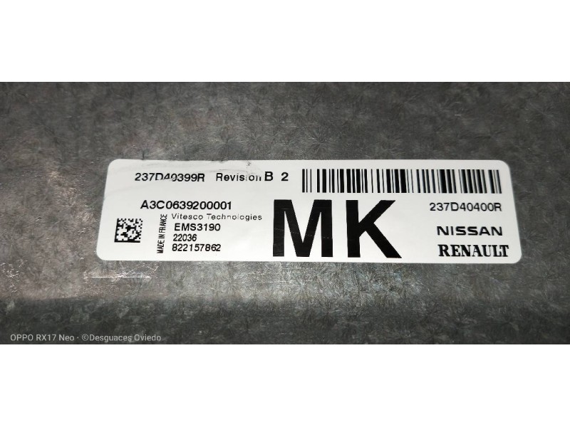 Recambio de centralita motor uce para renault zoe referencia OEM IAM 237D40400R 237D40399R A3C0639200001 