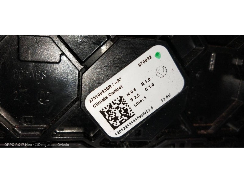 Recambio de mando calefaccion / aire acondicionado para renault zoe referencia OEM IAM 283E86169R 275100936R 