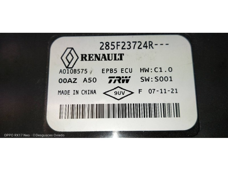 Recambio de modulo electronico para renault zoe referencia OEM IAM 285F23724R  